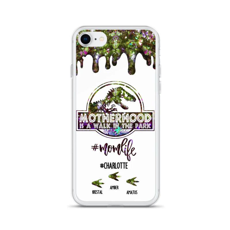 Custom Personalized Mama Dinosaur Phone Case - Best Gift For Mothers - Motherhood Is A Walk In The Park - Phone Case For iPhone And Samsung - 2QCGS1