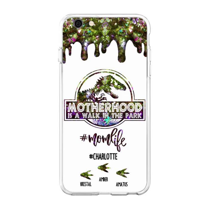 Custom Personalized Mama Dinosaur Phone Case - Best Gift For Mothers - Motherhood Is A Walk In The Park - Phone Case For iPhone And Samsung - 2QCGS1