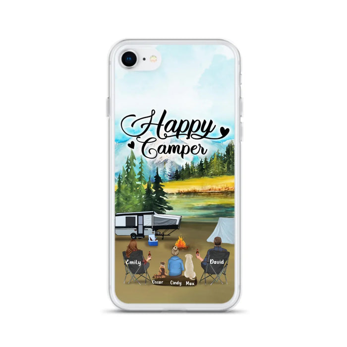 Custom Personalized Camping Phone Case - Parents With 1 Kids And 2 Pets - Best Gift For Family - Happy Camper - Case For iPhone And Samsung