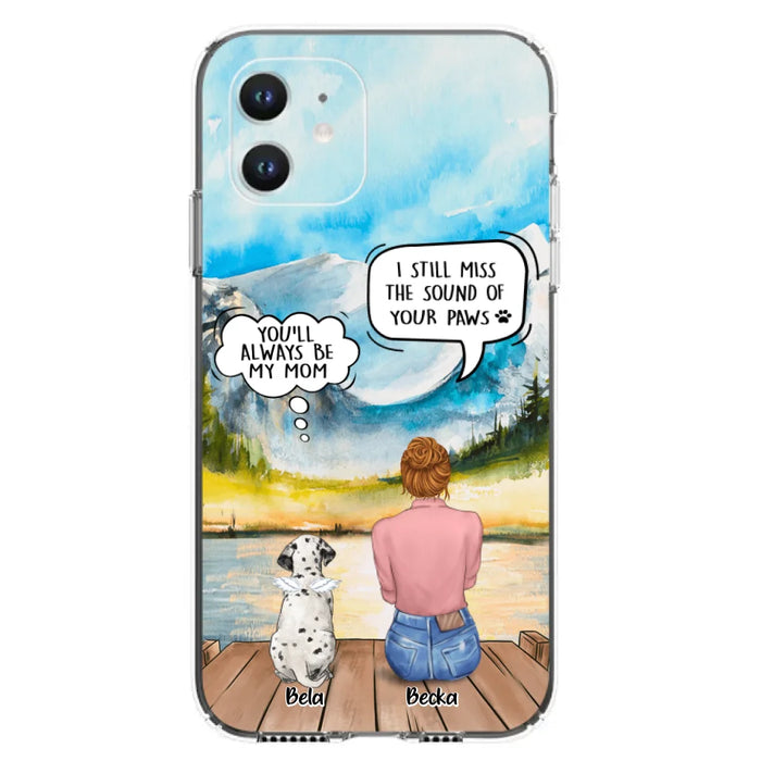 Custom Personalized Memorial Pet Mom Phone Case - Woman With Upto 5 Pets - Best Gift For Pet Lover - It's So Hard To Say Goodbye - Case For Iphone/Samsung