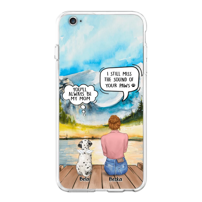 Custom Personalized Memorial Pet Mom Phone Case - Woman With Upto 5 Pets - Best Gift For Pet Lover - It's So Hard To Say Goodbye - Case For Iphone/Samsung