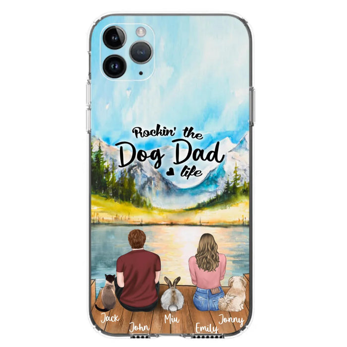 Custom Personalized Pet Couple Phone Case - Couple With Upto 3 Pets - Case For iPhone And Samsung