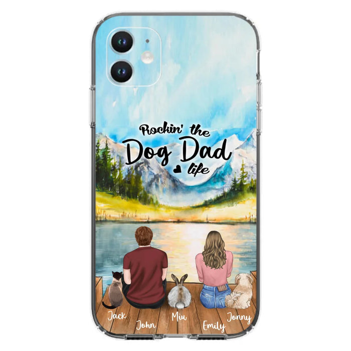 Custom Personalized Pet Couple Phone Case - Couple With Upto 3 Pets - Case For iPhone And Samsung