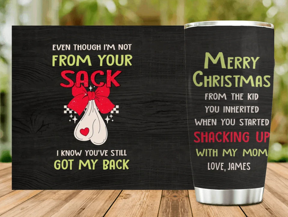 Custom Personalized Stepdad Tumbler - Christmas Gift Idea For Stepdad - Merry Christmas From The Kid You Inherited When You Started Shacking Up With My Mom