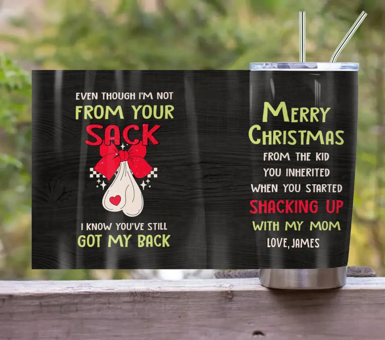 Custom Personalized Stepdad Tumbler - Christmas Gift Idea For Stepdad - Merry Christmas From The Kid You Inherited When You Started Shacking Up With My Mom