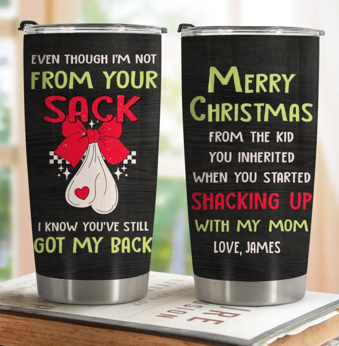 Custom Personalized Stepdad Tumbler - Christmas Gift Idea For Stepdad - Merry Christmas From The Kid You Inherited When You Started Shacking Up With My Mom