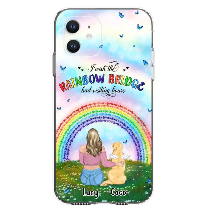 Custom Personalized Dog, Cat Memorial Phone Case  - Upto 4 Pets - Memorial Gift For Dog/ Cat Lover - I Wish The Rainbow Bridge Had Visiting Hours - Case For iPhone And Samsung