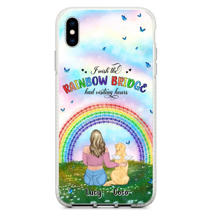 Custom Personalized Dog, Cat Memorial Phone Case  - Upto 4 Pets - Memorial Gift For Dog/ Cat Lover - I Wish The Rainbow Bridge Had Visiting Hours - Case For iPhone And Samsung