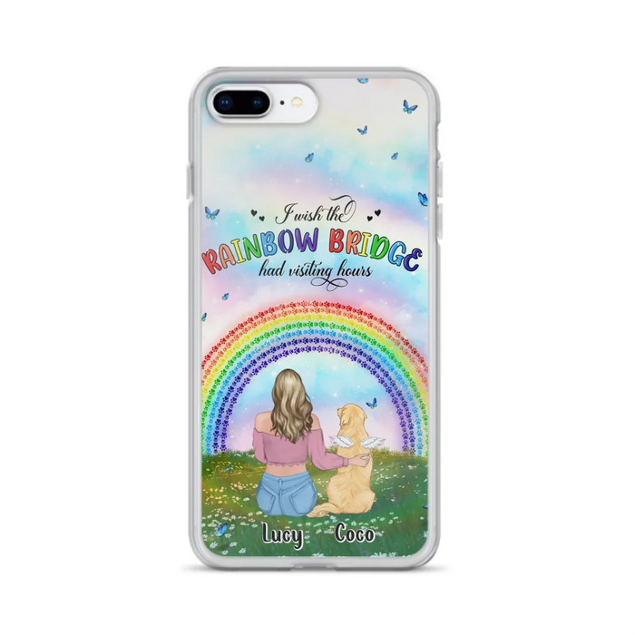 Custom Personalized Dog, Cat Memorial Phone Case  - Upto 4 Pets - Memorial Gift For Dog/ Cat Lover - I Wish The Rainbow Bridge Had Visiting Hours - Case For iPhone And Samsung