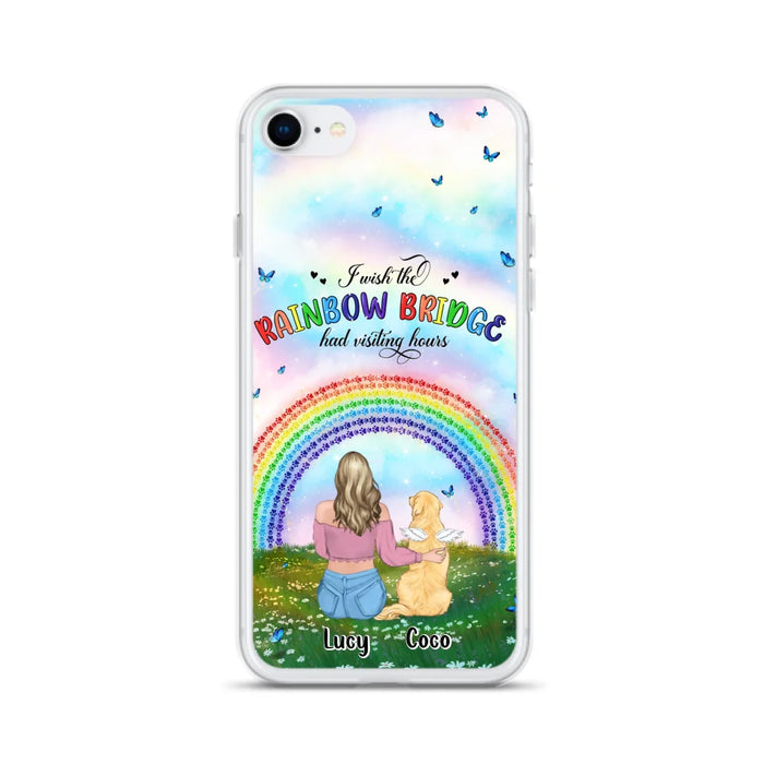 Custom Personalized Dog, Cat Memorial Phone Case  - Upto 4 Pets - Memorial Gift For Dog/ Cat Lover - I Wish The Rainbow Bridge Had Visiting Hours - Case For iPhone And Samsung