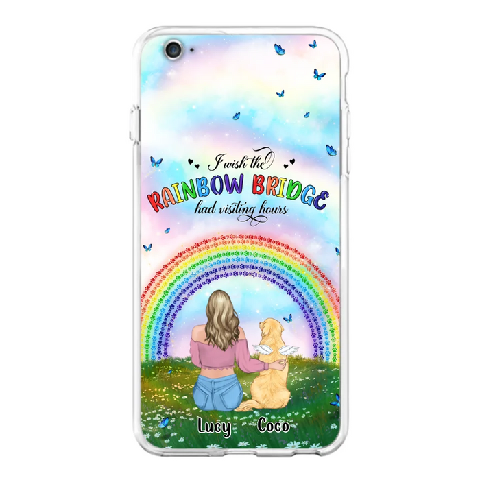 Custom Personalized Dog, Cat Memorial Phone Case  - Upto 4 Pets - Memorial Gift For Dog/ Cat Lover - I Wish The Rainbow Bridge Had Visiting Hours - Case For iPhone And Samsung