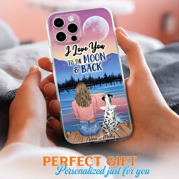 Custom Personalized Memorial Pet Phone Case - Upto 4 Pets - Gift For Dog/Cat Lover - I Love You To The Moon & Back - Case For iPhone And Samsung