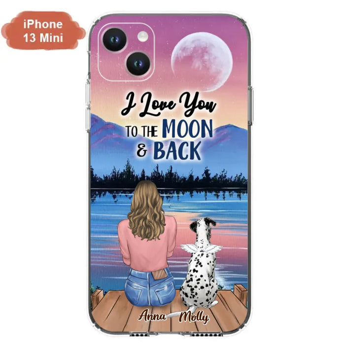 Custom Personalized Memorial Pet Phone Case - Upto 4 Pets - Gift For Dog/Cat Lover - I Love You To The Moon & Back - Case For iPhone And Samsung