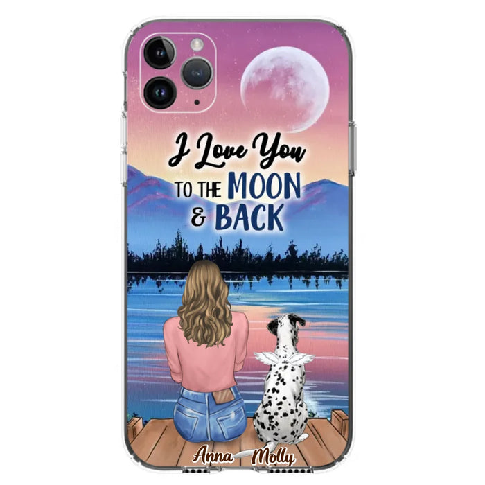 Custom Personalized Memorial Pet Phone Case - Upto 4 Pets - Gift For Dog/Cat Lover - I Love You To The Moon & Back - Case For iPhone And Samsung