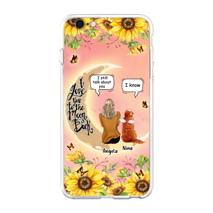 Custom Personalized Memorial Pet Sunflower Phone Case - Adult/Couple With Upto 4 Pets - Memorial Gift Idea For Dog/Cat Lovers - I Love You To The Moon & Back - Case For iPhone & Samsung