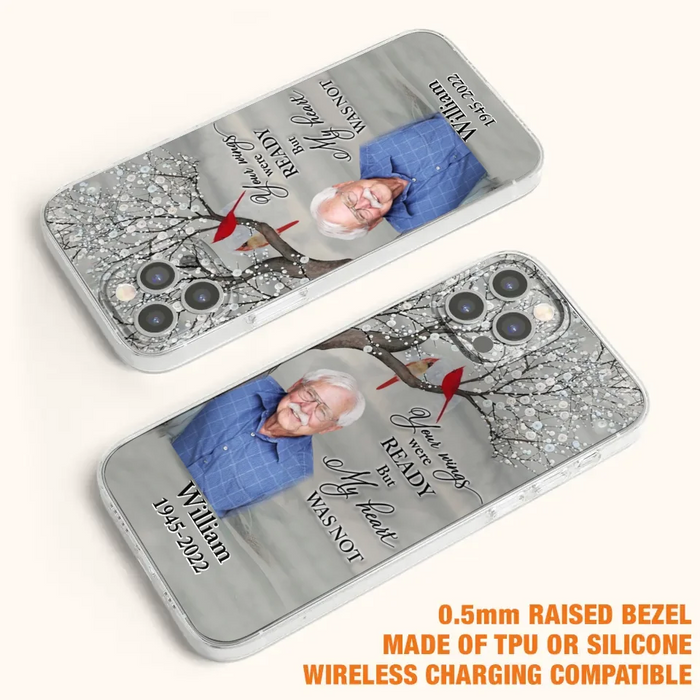 Custom Personalized Memorial Photo Phone Case - Memorial Gift Idea for Family/Mother's Day/Father's Day - Your Wings Were Ready But My Heart Was Not - Case for iPhone/Samsung