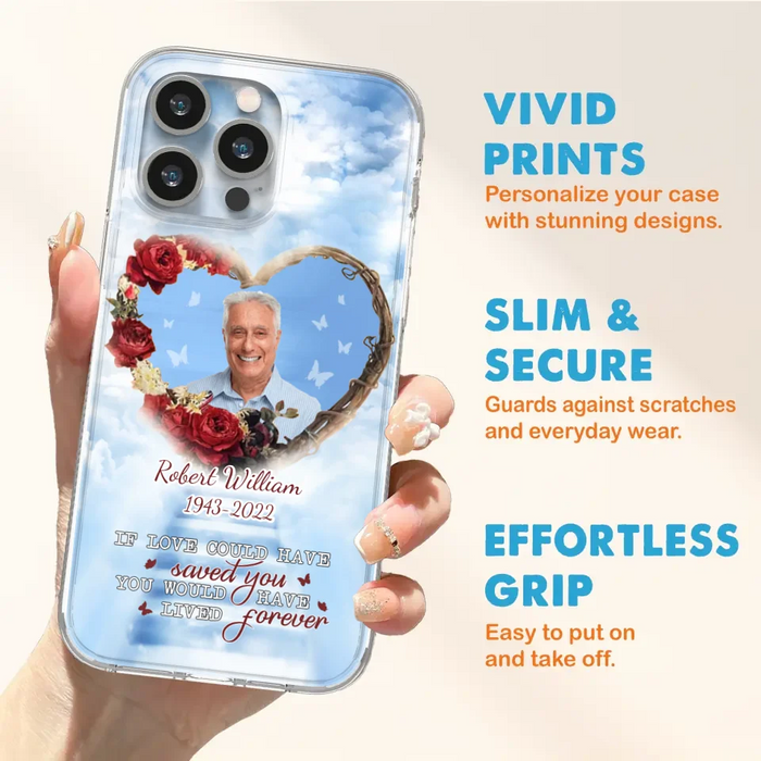 Custom Personalized Memorial Phone Case - Upload Photo - Memorial Gift Idea For Family Member/ Pet Owner - If Love Could Have Saved You You Would Have Lived Forever - Case For iPhone/Samsung