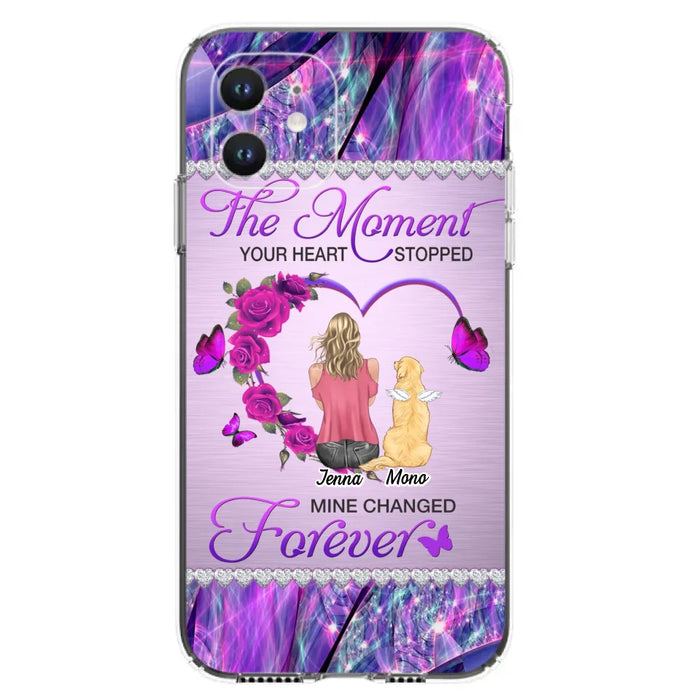 Custom Personalized Memorial Dog Mom iPhone/Samsung Phone Case - Memorial/ Mother's Day Gift Idea For Dog Mom - The Moment Your Heart Stopped Mine Changed Forever