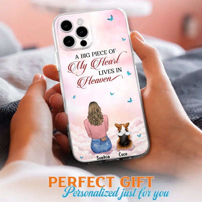 Custom Personalized Memorial Pet Phone Case - Upto 4 Pets - Memorial Gift Idea For Dog/Cat Lover -   A Big Piece Of My Heart Lives In Heaven - Case For iPhone And Samsung