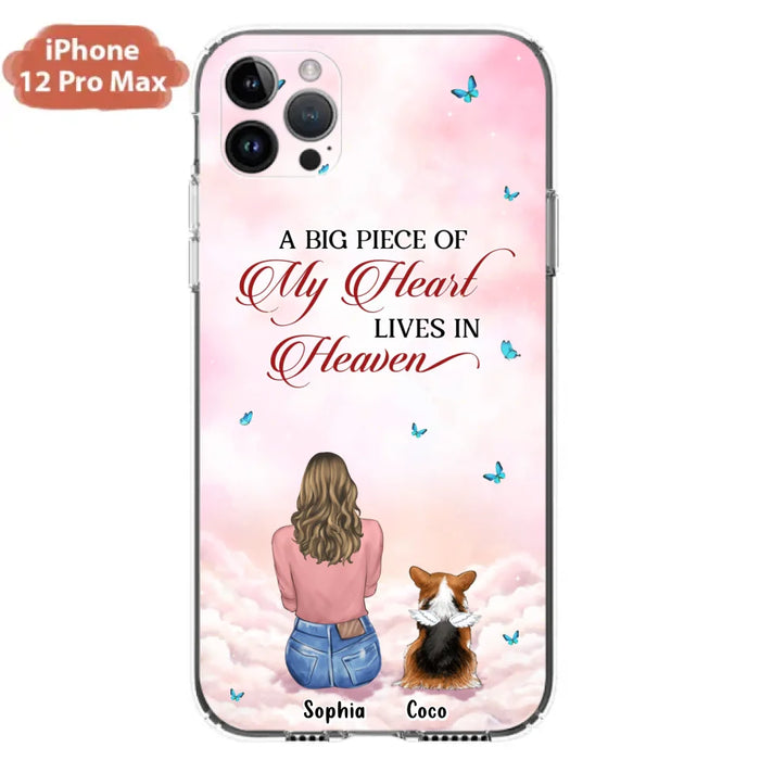 Custom Personalized Memorial Pet Phone Case - Upto 4 Pets - Memorial Gift Idea For Dog/Cat Lover -   A Big Piece Of My Heart Lives In Heaven - Case For iPhone And Samsung