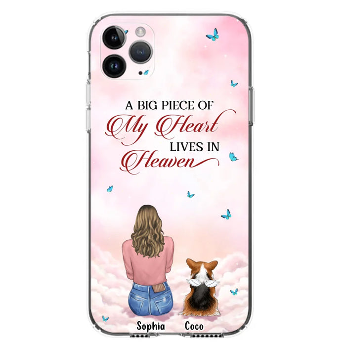 Custom Personalized Memorial Pet Phone Case - Upto 4 Pets - Memorial Gift Idea For Dog/Cat Lover -   A Big Piece Of My Heart Lives In Heaven - Case For iPhone And Samsung