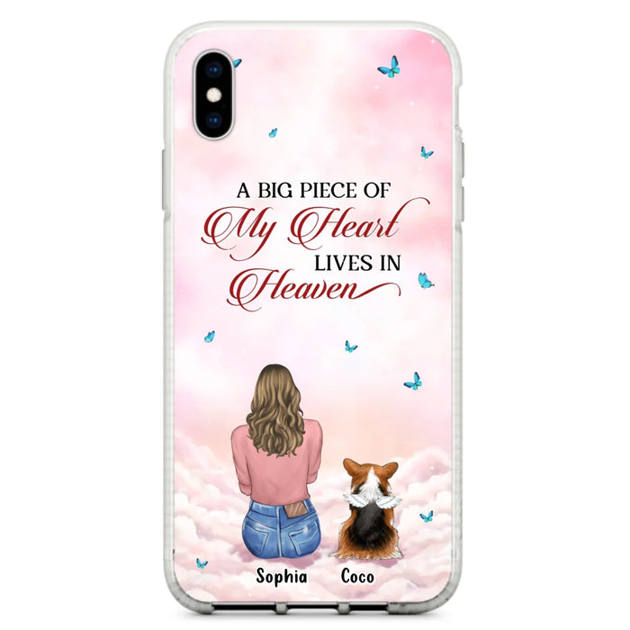 Custom Personalized Memorial Pet Phone Case - Upto 4 Pets - Memorial Gift Idea For Dog/Cat Lover -   A Big Piece Of My Heart Lives In Heaven - Case For iPhone And Samsung