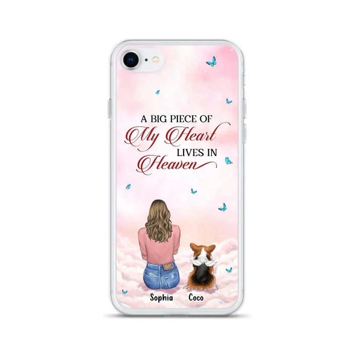 Custom Personalized Memorial Pet Phone Case - Upto 4 Pets - Memorial Gift Idea For Dog/Cat Lover -   A Big Piece Of My Heart Lives In Heaven - Case For iPhone And Samsung