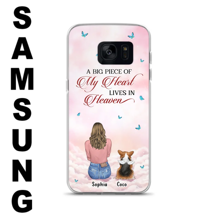 Custom Personalized Memorial Pet Phone Case - Upto 4 Pets - Memorial Gift Idea For Dog/Cat Lover -   A Big Piece Of My Heart Lives In Heaven - Case For iPhone And Samsung