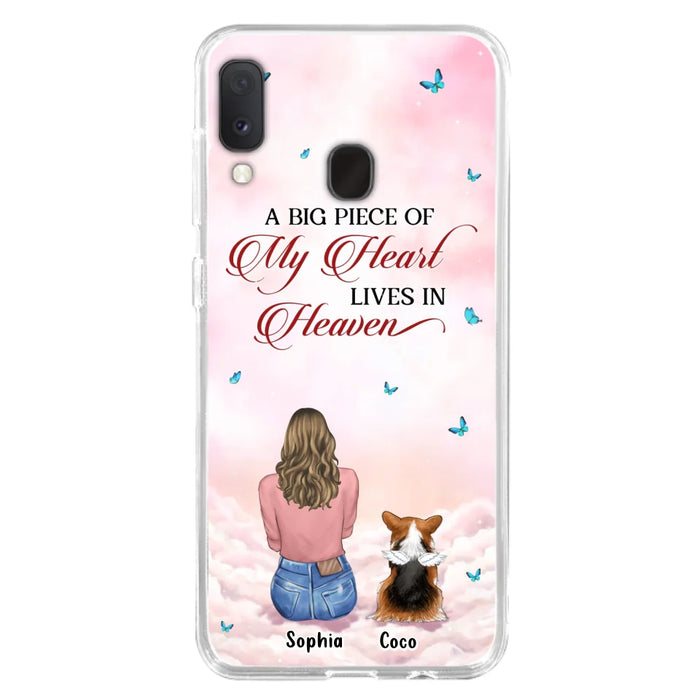 Custom Personalized Memorial Pet Phone Case - Upto 4 Pets - Memorial Gift Idea For Dog/Cat Lover -   A Big Piece Of My Heart Lives In Heaven - Case For iPhone And Samsung