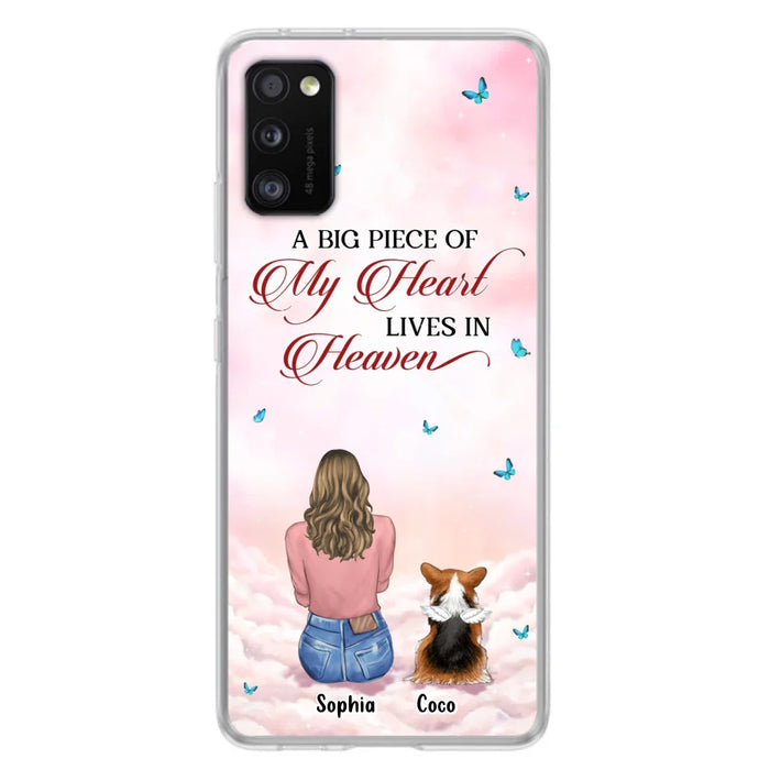 Custom Personalized Memorial Pet Phone Case - Upto 4 Pets - Memorial Gift Idea For Dog/Cat Lover -   A Big Piece Of My Heart Lives In Heaven - Case For iPhone And Samsung