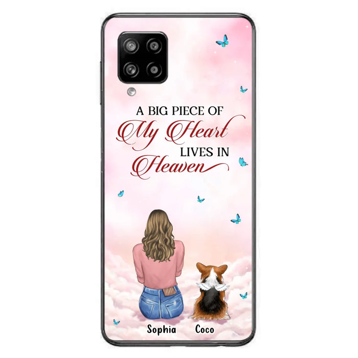 Custom Personalized Memorial Pet Phone Case - Upto 4 Pets - Memorial Gift Idea For Dog/Cat Lover -   A Big Piece Of My Heart Lives In Heaven - Case For iPhone And Samsung