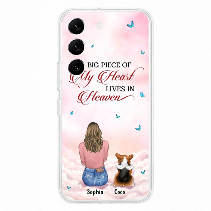 Custom Personalized Memorial Pet Phone Case - Upto 4 Pets - Memorial Gift Idea For Dog/Cat Lover -   A Big Piece Of My Heart Lives In Heaven - Case For iPhone And Samsung