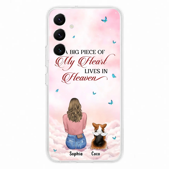 Custom Personalized Memorial Pet Phone Case - Upto 4 Pets - Memorial Gift Idea For Dog/Cat Lover -   A Big Piece Of My Heart Lives In Heaven - Case For iPhone And Samsung