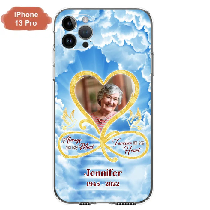 Custom Personalized Memorial Photo Phone Case - Memorial Gift Idea For Mother's Day/Father's Day - Always On My Mind Forever In My Heart - Case for iPhone/Samsung