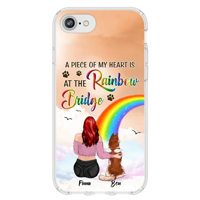 Custom Personalized Memorial Phone Case - Memorial Gift Idea for Dog/Cat Owners/Mother's Day - A Piece Of My Heart Is At The Rainbow Bridge - Case for iPhone/Samsung