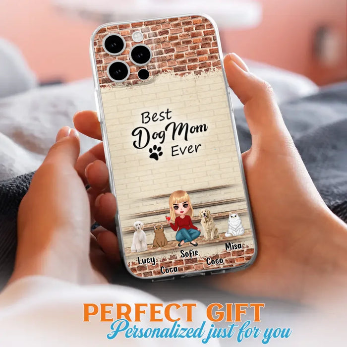 Custom Personalized Dog/Cat Mom Phone Case - Gift Idea For Dog/Cat Lovers/Mother's Day - Upto 3 Dogs/Cats - Best Dog Mom Ever - Cases For iPhone/Samsung