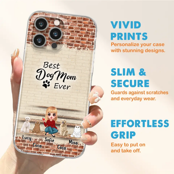 Custom Personalized Dog/Cat Mom Phone Case - Gift Idea For Dog/Cat Lovers/Mother's Day - Upto 3 Dogs/Cats - Best Dog Mom Ever - Cases For iPhone/Samsung