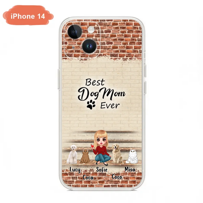 Custom Personalized Dog/Cat Mom Phone Case - Gift Idea For Dog/Cat Lovers/Mother's Day - Upto 3 Dogs/Cats - Best Dog Mom Ever - Cases For iPhone/Samsung