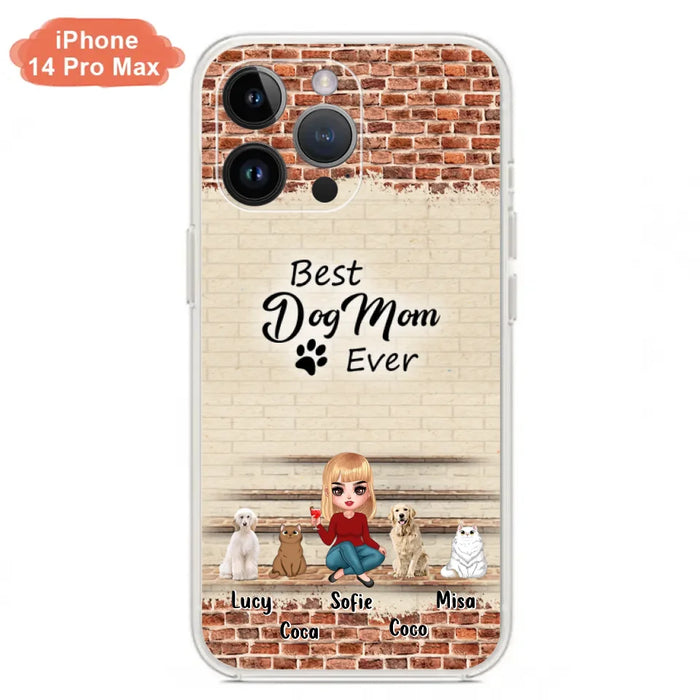 Custom Personalized Dog/Cat Mom Phone Case - Gift Idea For Dog/Cat Lovers/Mother's Day - Upto 3 Dogs/Cats - Best Dog Mom Ever - Cases For iPhone/Samsung