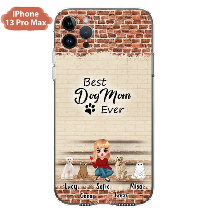 Custom Personalized Dog/Cat Mom Phone Case - Gift Idea For Dog/Cat Lovers/Mother's Day - Upto 3 Dogs/Cats - Best Dog Mom Ever - Cases For iPhone/Samsung