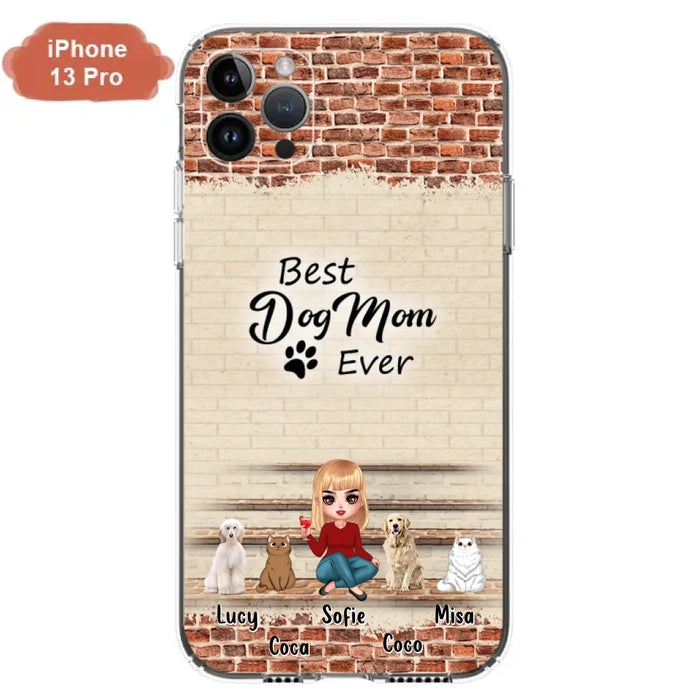 Custom Personalized Dog/Cat Mom Phone Case - Gift Idea For Dog/Cat Lovers/Mother's Day - Upto 3 Dogs/Cats - Best Dog Mom Ever - Cases For iPhone/Samsung