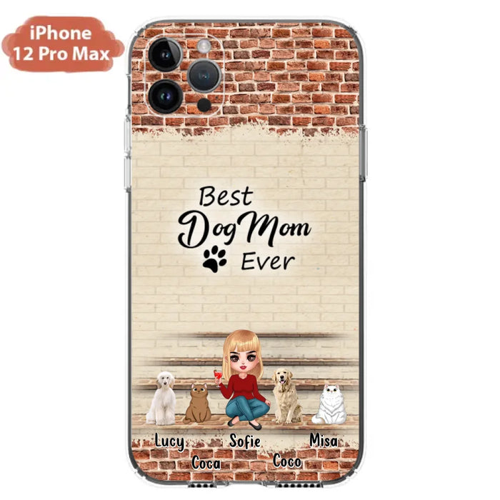 Custom Personalized Dog/Cat Mom Phone Case - Gift Idea For Dog/Cat Lovers/Mother's Day - Upto 3 Dogs/Cats - Best Dog Mom Ever - Cases For iPhone/Samsung