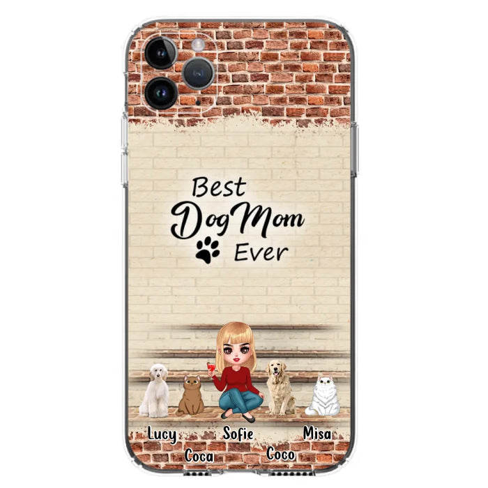 Custom Personalized Dog/Cat Mom Phone Case - Gift Idea For Dog/Cat Lovers/Mother's Day - Upto 3 Dogs/Cats - Best Dog Mom Ever - Cases For iPhone/Samsung