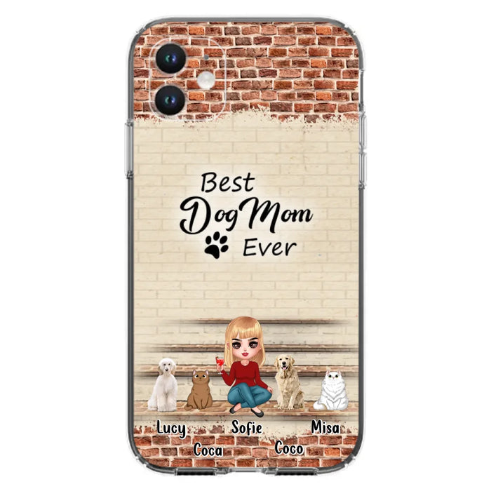 Custom Personalized Dog/Cat Mom Phone Case - Gift Idea For Dog/Cat Lovers/Mother's Day - Upto 3 Dogs/Cats - Best Dog Mom Ever - Cases For iPhone/Samsung