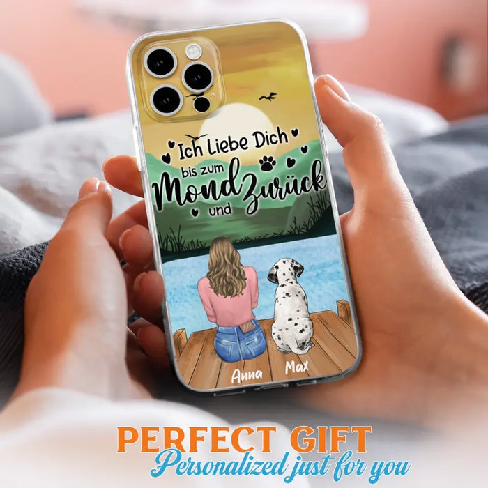 Custom Personalized Dog Mom Phone Case - Gifts For Dog Lover/ Mother's Day With Upto 5 Dogs - Ich Liebe Dich Bis Zum Mond Und Zurück - Case For iPhone And Samsung