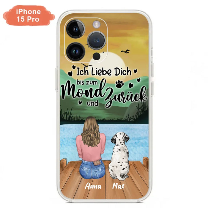 Custom Personalized Dog Mom Phone Case - Gifts For Dog Lover/ Mother's Day With Upto 5 Dogs - Ich Liebe Dich Bis Zum Mond Und Zurück - Case For iPhone And Samsung