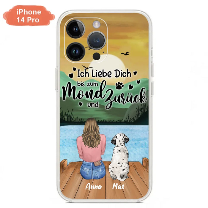 Custom Personalized Dog Mom Phone Case - Gifts For Dog Lover/ Mother's Day With Upto 5 Dogs - Ich Liebe Dich Bis Zum Mond Und Zurück - Case For iPhone And Samsung