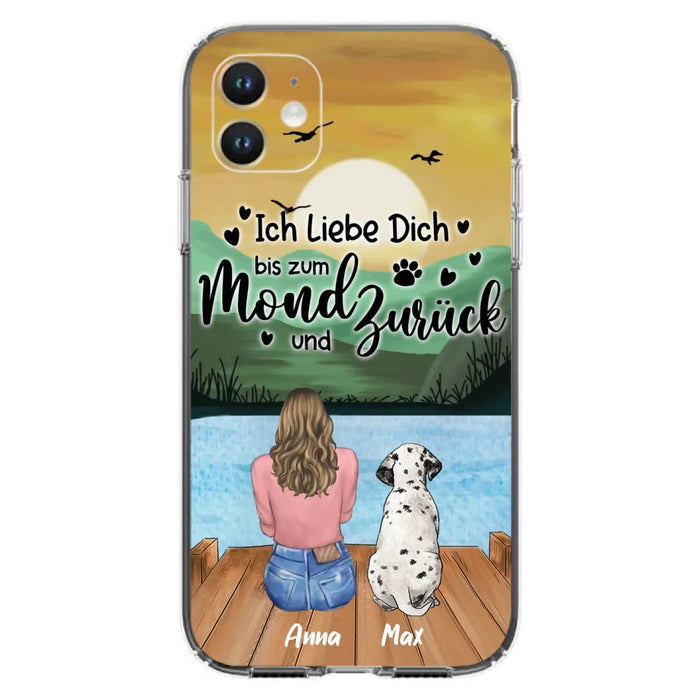 Custom Personalized Dog Mom Phone Case - Gifts For Dog Lover/ Mother's Day With Upto 5 Dogs - Ich Liebe Dich Bis Zum Mond Und Zurück - Case For iPhone And Samsung