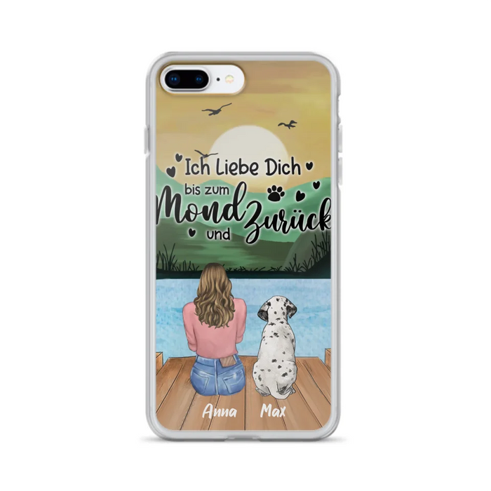 Custom Personalized Dog Mom Phone Case - Gifts For Dog Lover/ Mother's Day With Upto 5 Dogs - Ich Liebe Dich Bis Zum Mond Und Zurück - Case For iPhone And Samsung