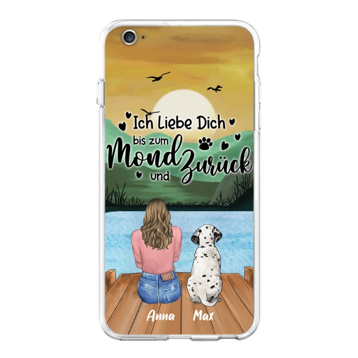 Custom Personalized Dog Mom Phone Case - Gifts For Dog Lover/ Mother's Day With Upto 5 Dogs - Ich Liebe Dich Bis Zum Mond Und Zurück - Case For iPhone And Samsung